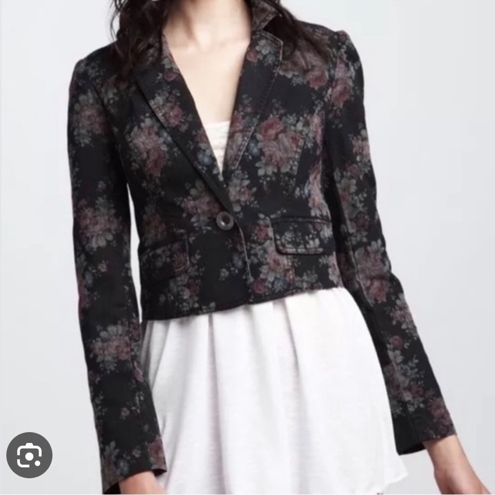 Free People Floral cropped Jacket Blazer 10